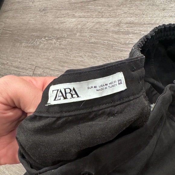 Zara Pants Mens Medium Black Cargo Joggers Drawstring 31x25 Casual Lounge Pocket - Picture 4 of 9